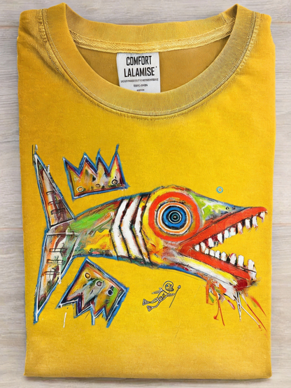 Abstract Art Fish Print T-shirt