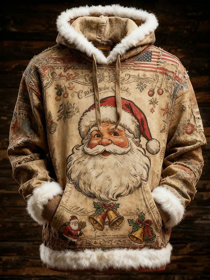 Men'S Casual Printed Long-Sleeved Hooded Sweatshirt