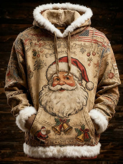 Men'S Casual Printed Long-Sleeved Hooded Sweatshirt