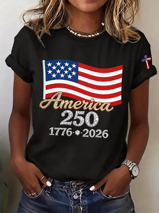 Women'S Independence Day Print Short-Sleeve Top