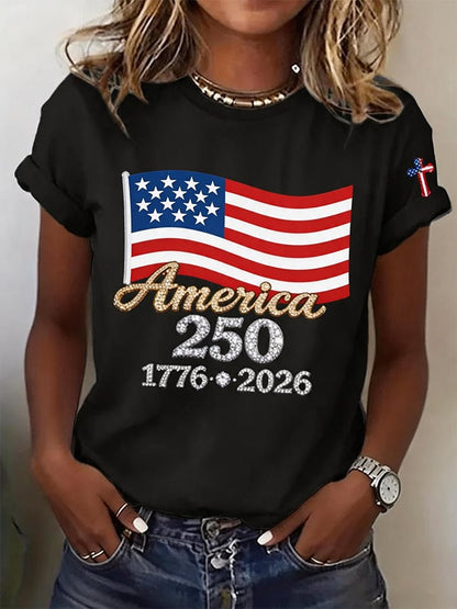 Women'S Independence Day Print Short-Sleeve Top