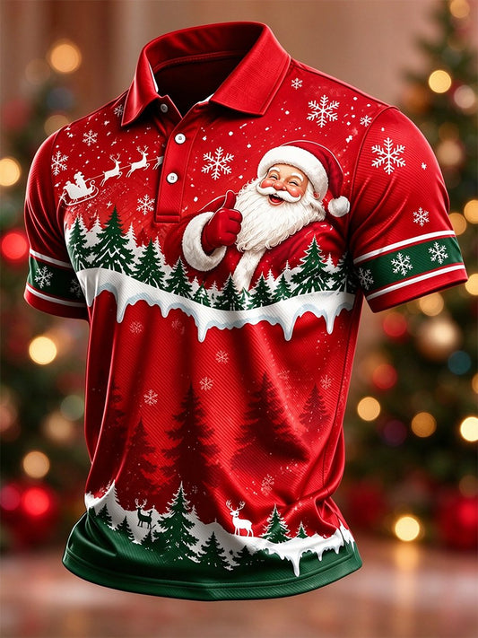 Men's Casual Christmas Short-Sleeve Polo Shirt