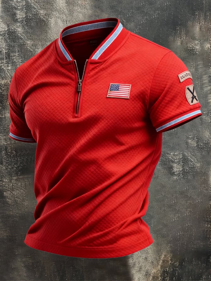 Men's Retro Patriot Patchwork T-shirt