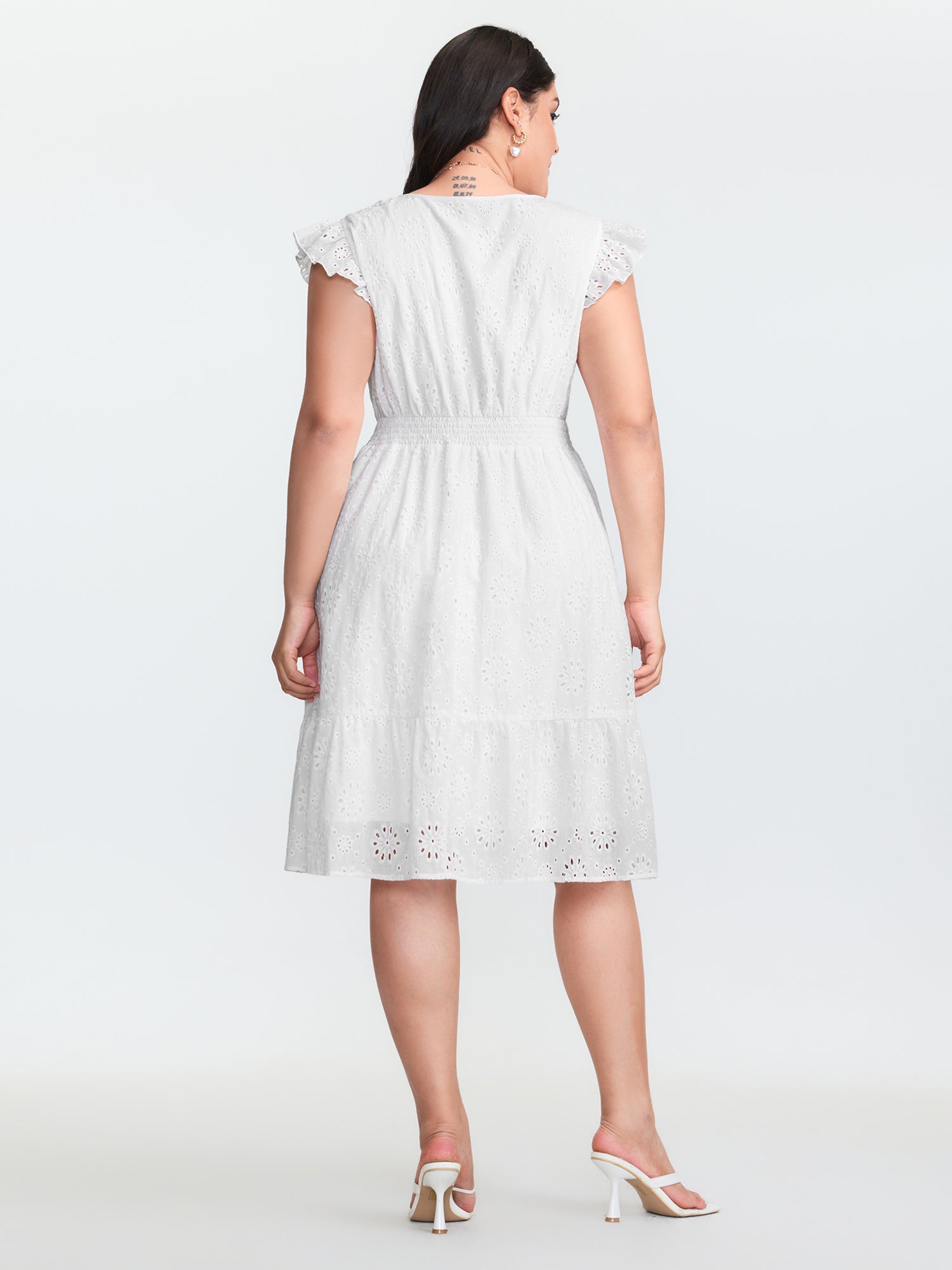 Cotton Lace Flutter Sleeve Mini Dress