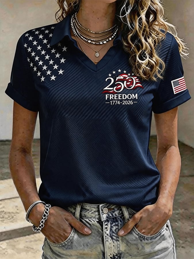 Women'S Independence Day Print Short-Sleeve Top