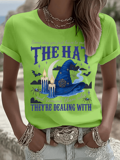 🔥HOT SALE🔥Women's Some Day You Just Have To Put On The Hat And Remind Them Who They're Dealing With Print Crew Neck T-Shirt