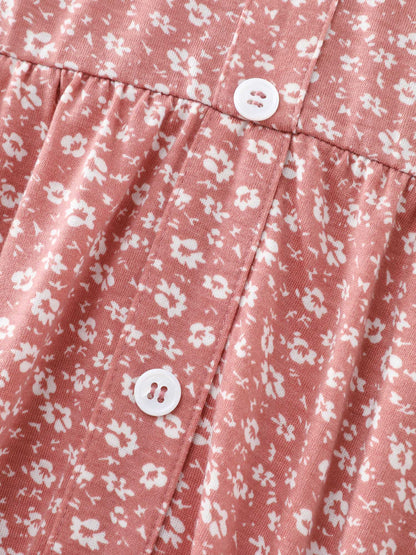 Floral Print Button Detail Mini Dress