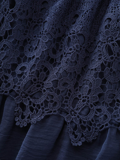 Sheer Lace Off-Shoulder Midi Dress
