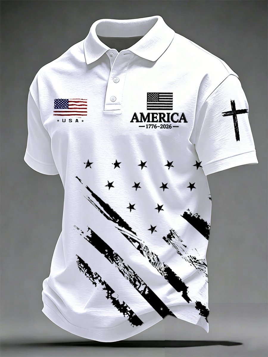 Men's Casual Printed Polo Shirt