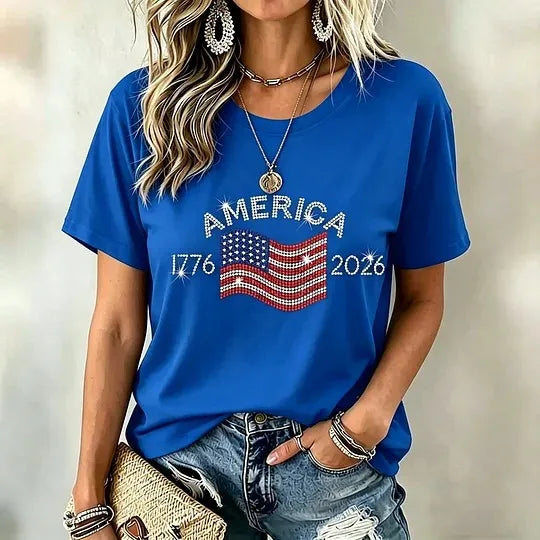 Women's Vintage Flag Art Print Tshirt
