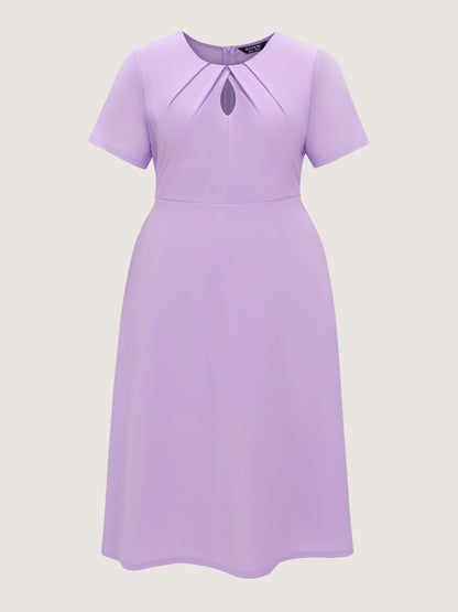 Stretchy Keyhole Neckline Fit And Flare Midi Dress