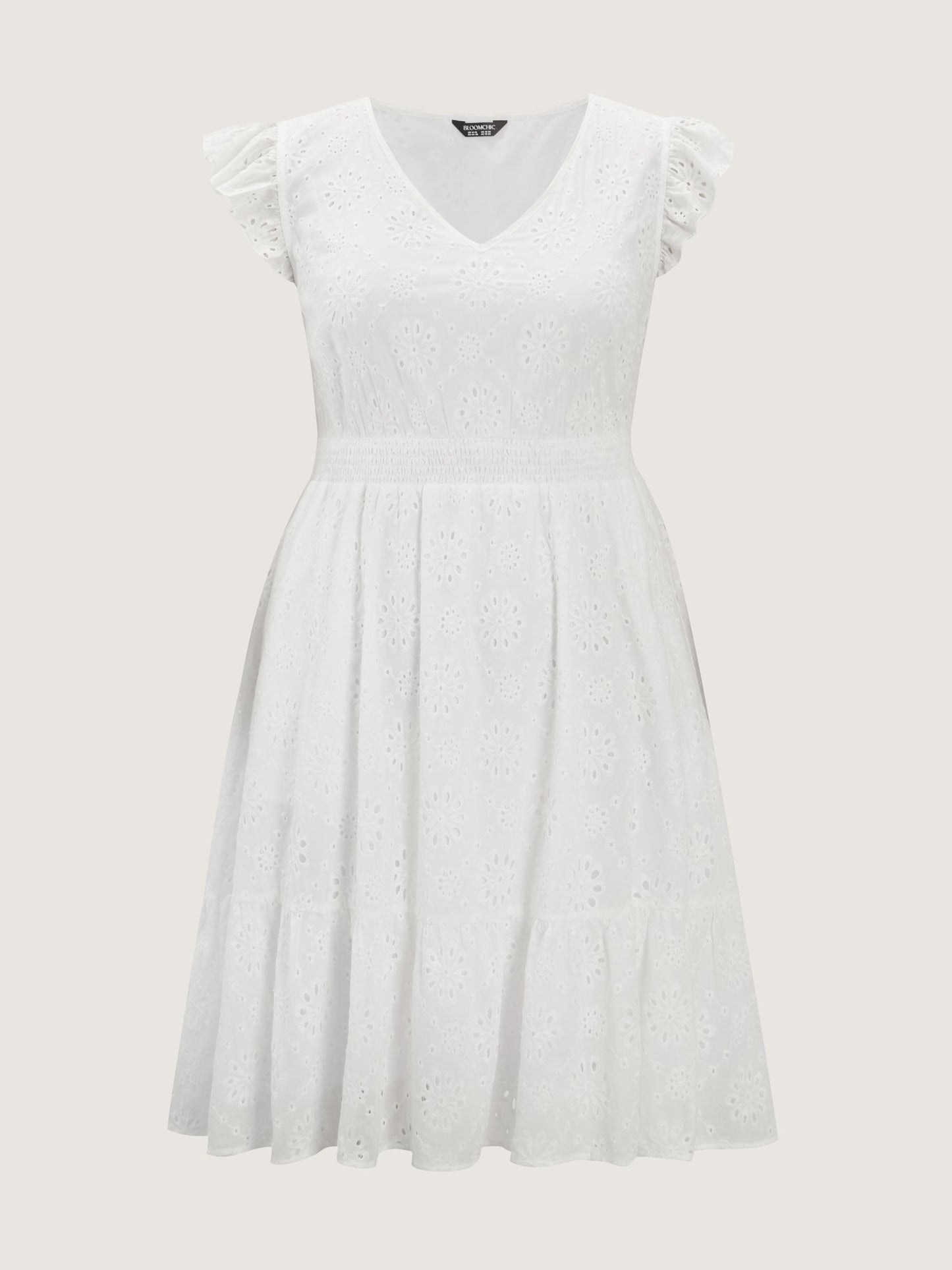 Cotton Lace Flutter Sleeve Mini Dress