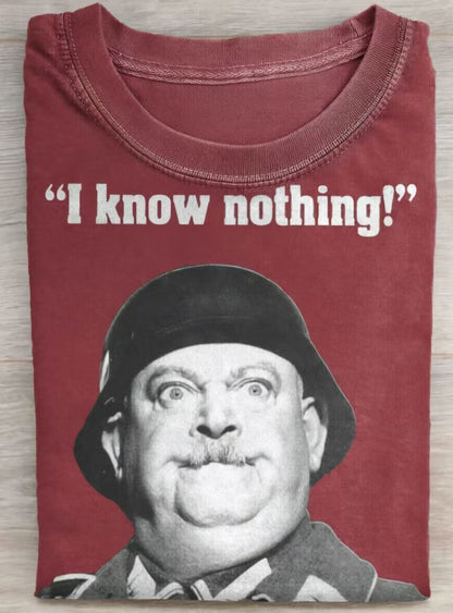 I Know Nothing Art Print Casual Cotton Short Sleeve T-shirt
