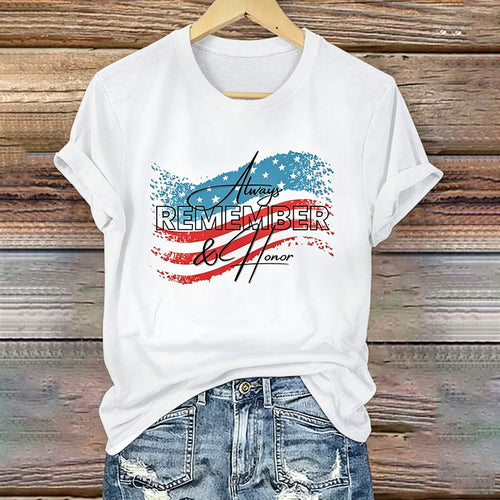 Unisex Always Remember and Honor Memorial Day Art Printed T-Shirt