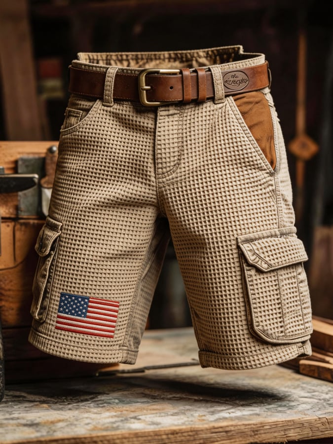 Patriot Retro Outdoor Functional Waffle Work Shorts