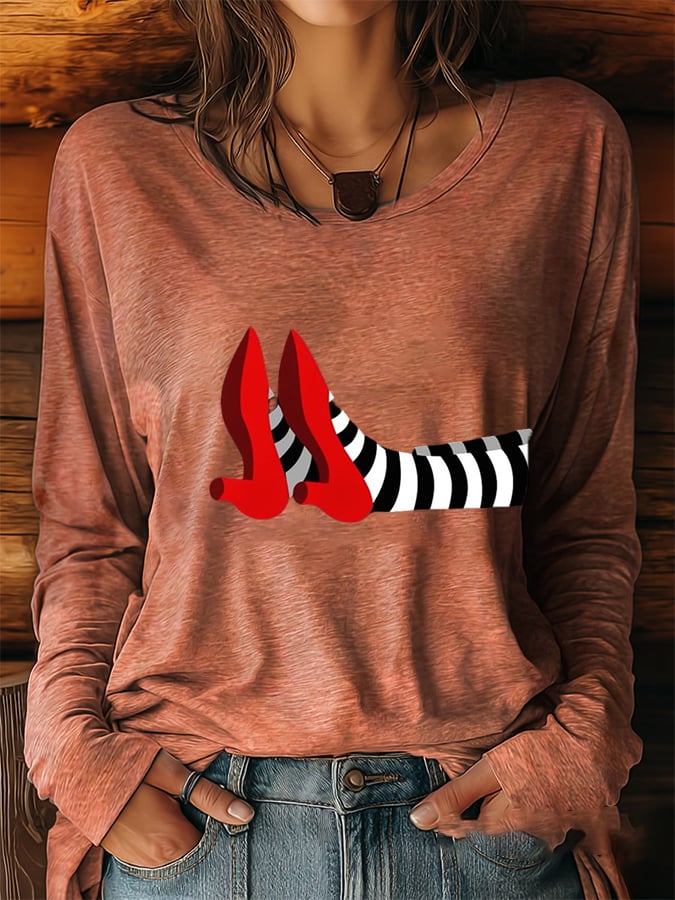 🔥HOT SALE🔥Women's Halloween Printed Round Neck Long Sleeve Top