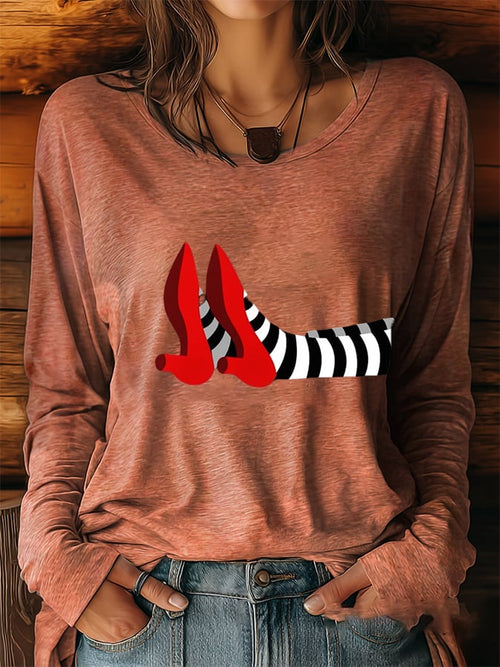 🔥HOT SALE🔥Women's Halloween Printed Round Neck Long Sleeve Top