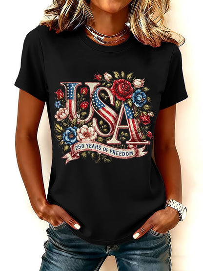 Women's 250th Anniversary Freedom Flower Art  Print   Shirt