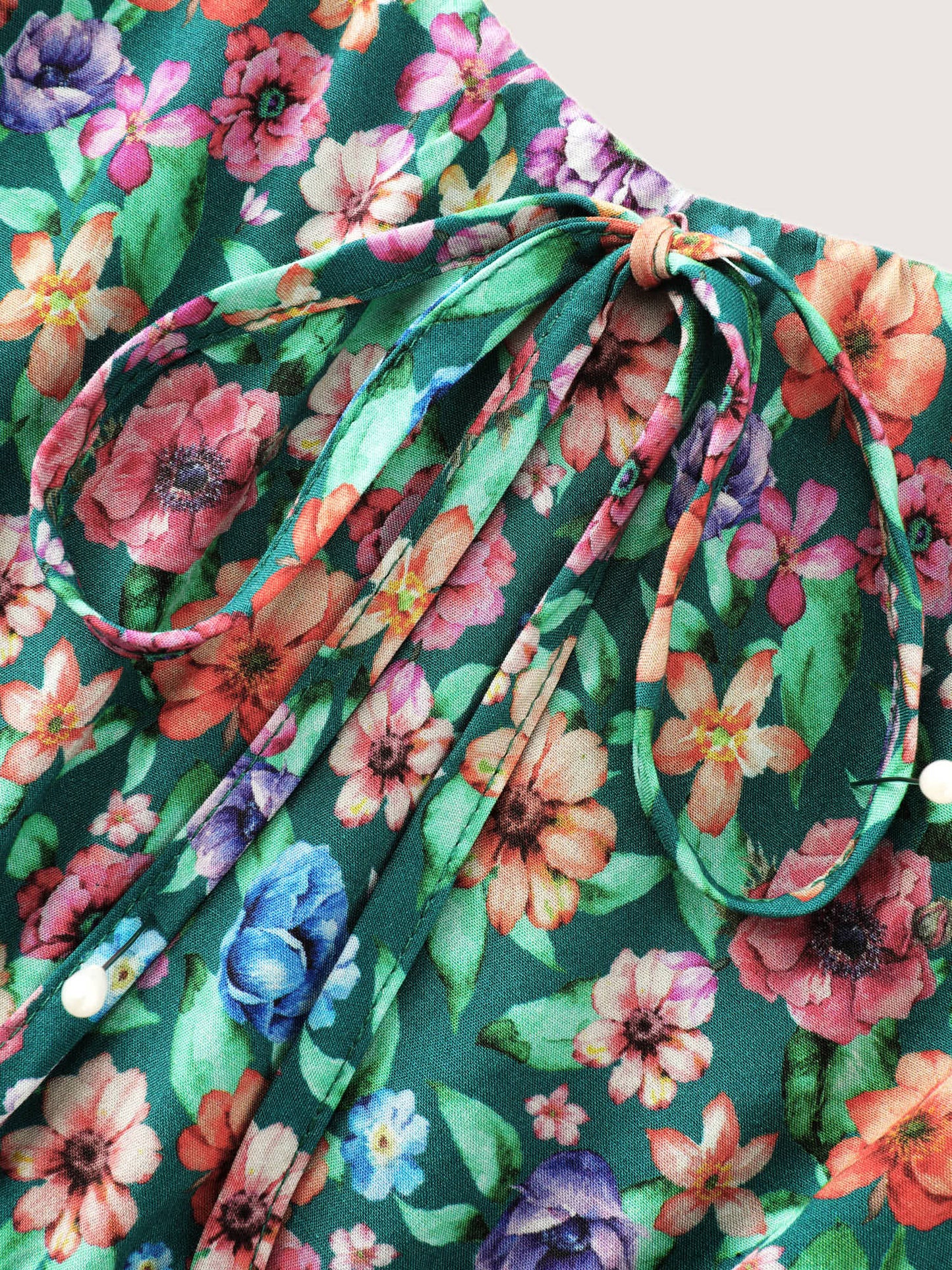 Floral Print Shirred Waist Flowy Midi Dress