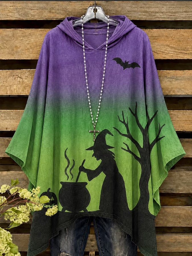 Women's Halloween Witch Print Casual Hoodie