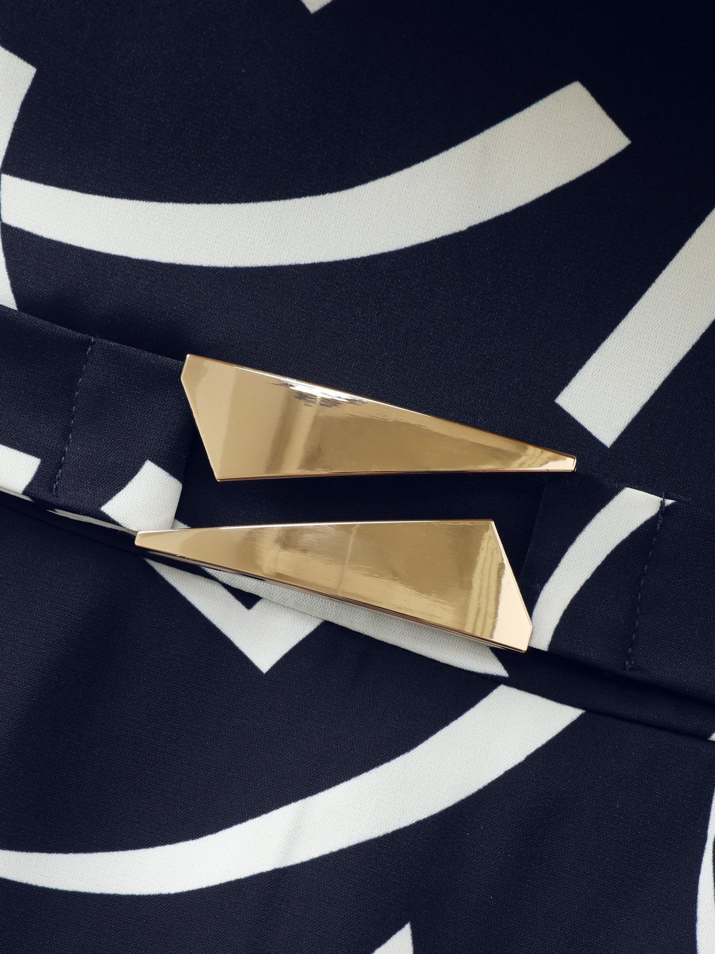Geometric Print Metallic Detail Midi Dress