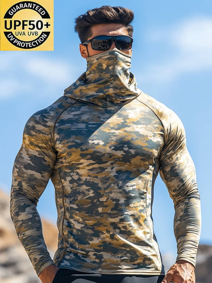 Men's Outdoor Sun Protection Breathable Cool Hooded Sun Protection Long-Sleeved Top