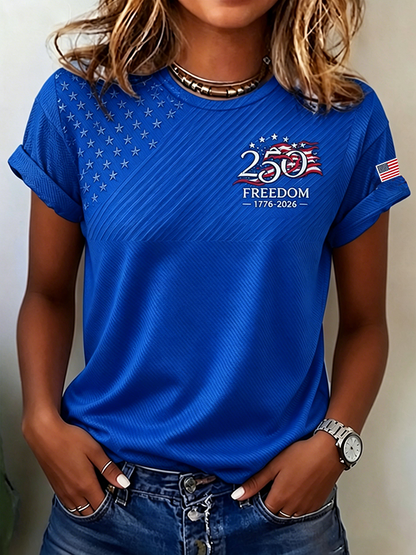 Women'S  America Flag Printed Casual T-Shirt