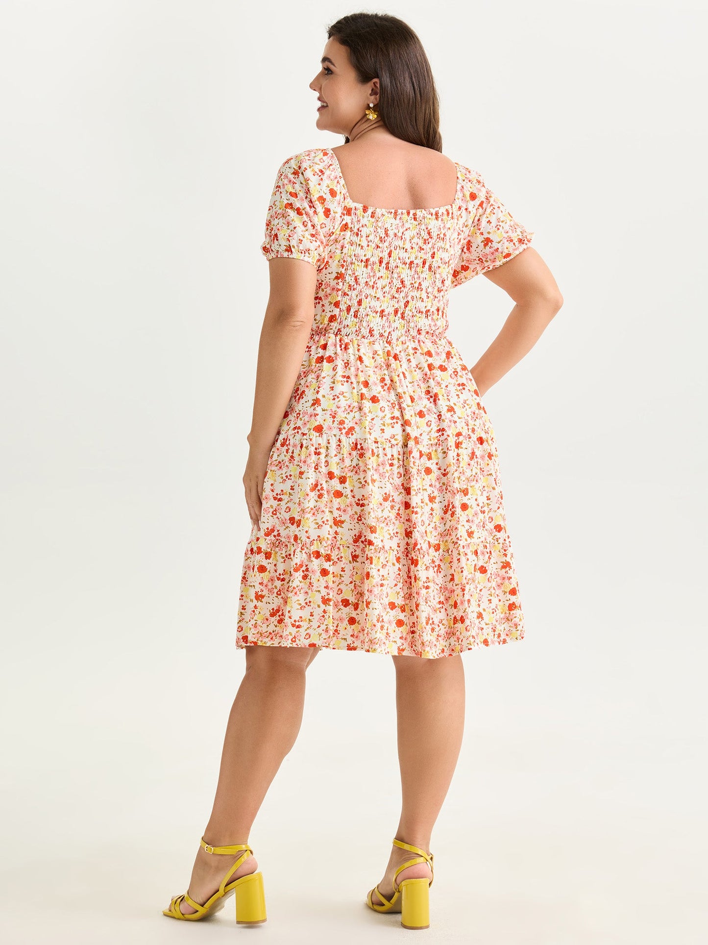 Floral Print Cinched-Waist Mini Dress