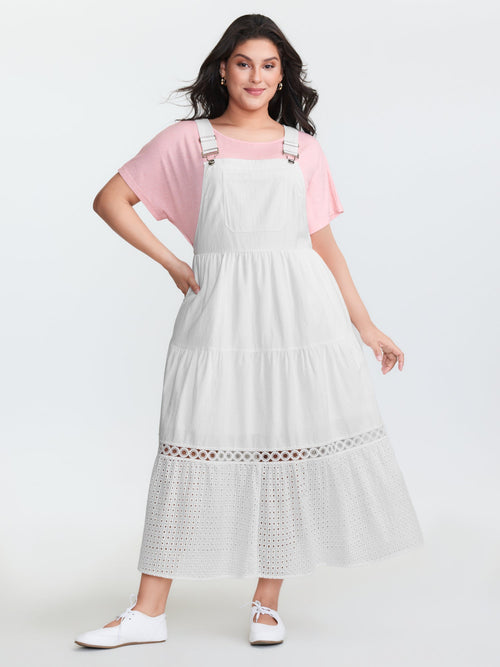 Pure Cotton Embroidered Overall Maxi Dress