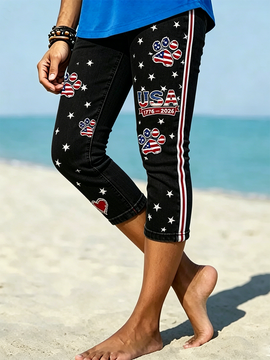 🔥Buy 3 Get 10% Off🔥Women's Retro Independence Day Flag Printed Leggings