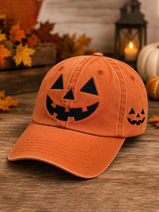 Retro Halloween With Spooky Face Print Baseball Cap