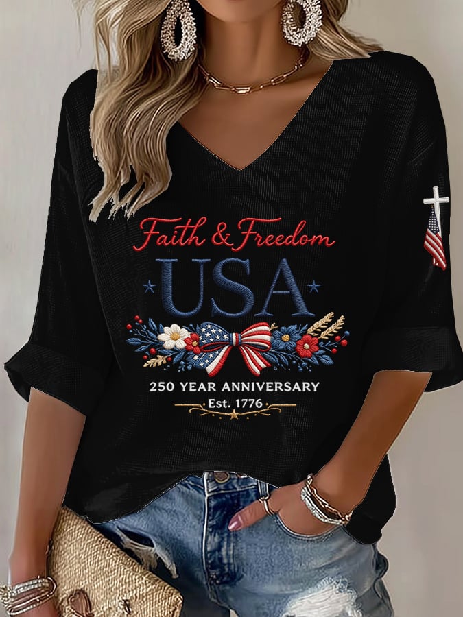Women's American 250th Anniversary Faith & Freedom  Top