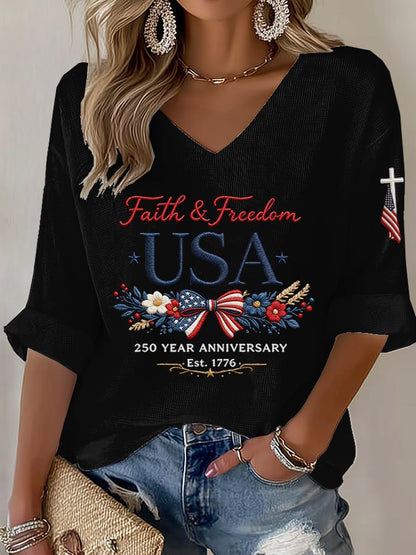 Women's American 250th Anniversary Faith & Freedom  Top