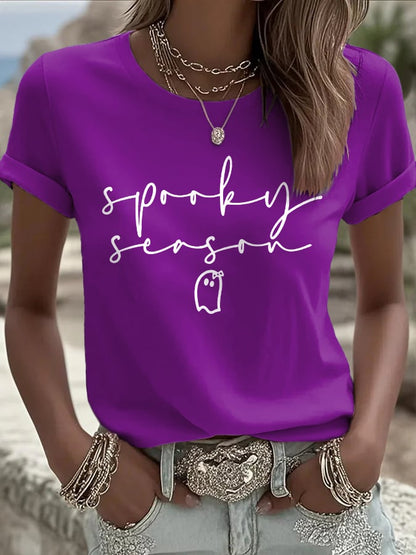 🔥HOT SALE🔥Women's Halloween Printed Round Neck T-Shirt