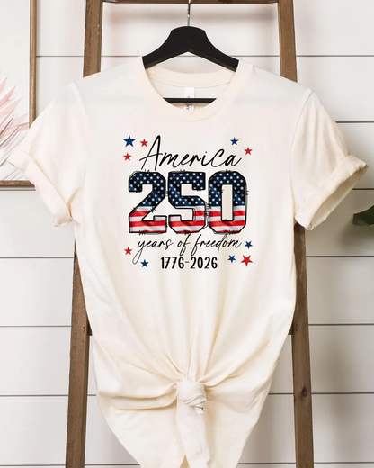 100% Cotton USA 250th Anniversary Crew Neck Short Sleeve Tshirt