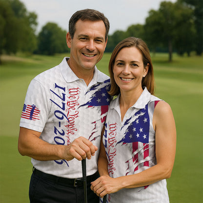 We The People Golf Tops For Men, 250 Years Of America Golf Shirt, 4th Of July Polo Shirts For Men