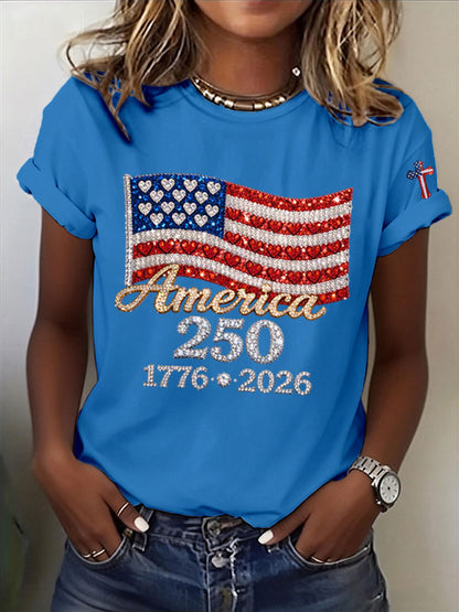 🔥Buy 3 Get 10% Off🔥Women's America Flag Print Casual T-shirt