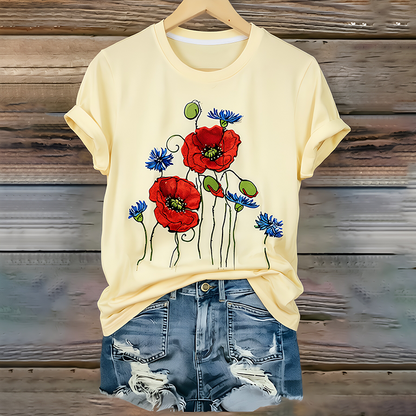 Women's "Red Friday" Poppy Commemorative Crew-Neck T-Shirt