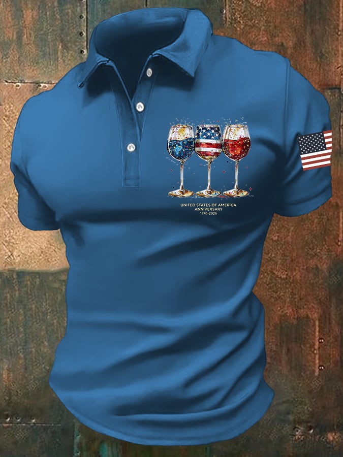 Men's America 250th Anniversary Print Casual Polo Shirt