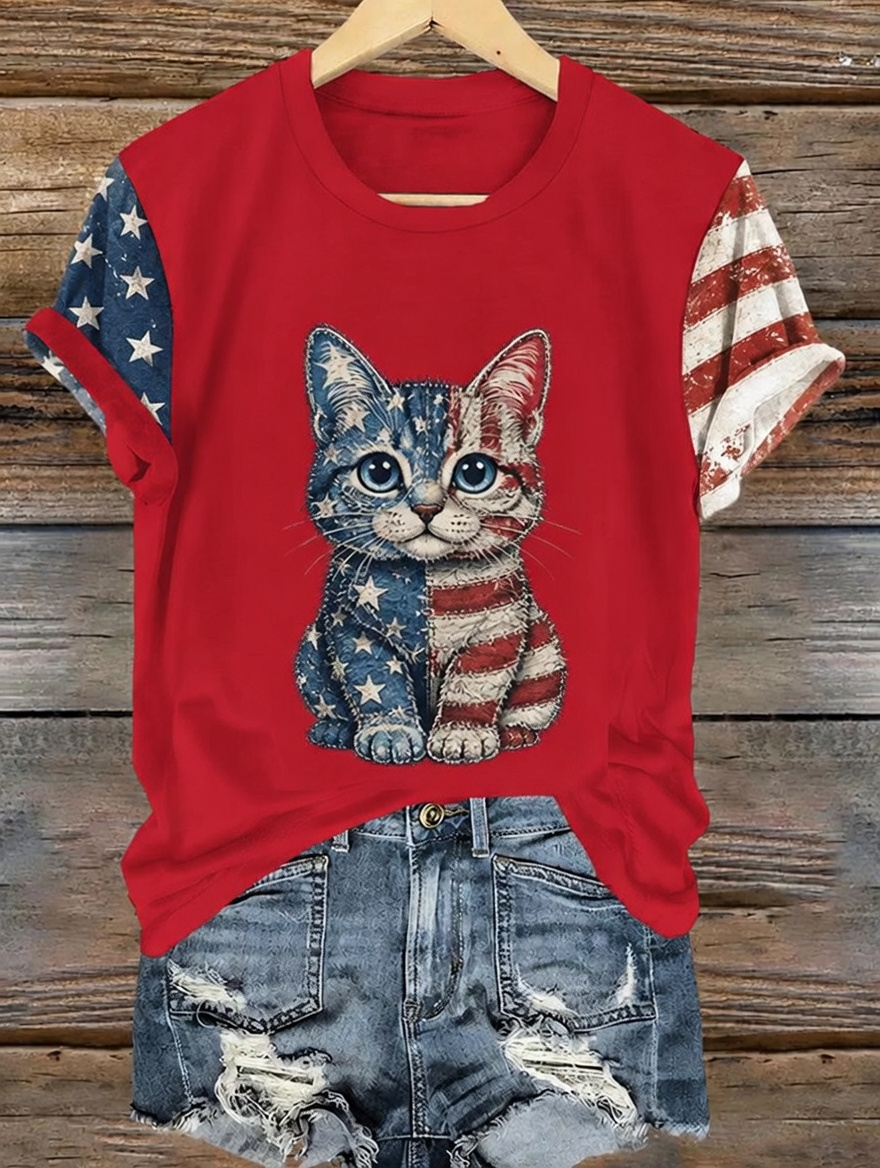 🔥Buy 3 Get 10% Off🔥Women's 250 Years Of Freedom Flower Art Print T-shirt