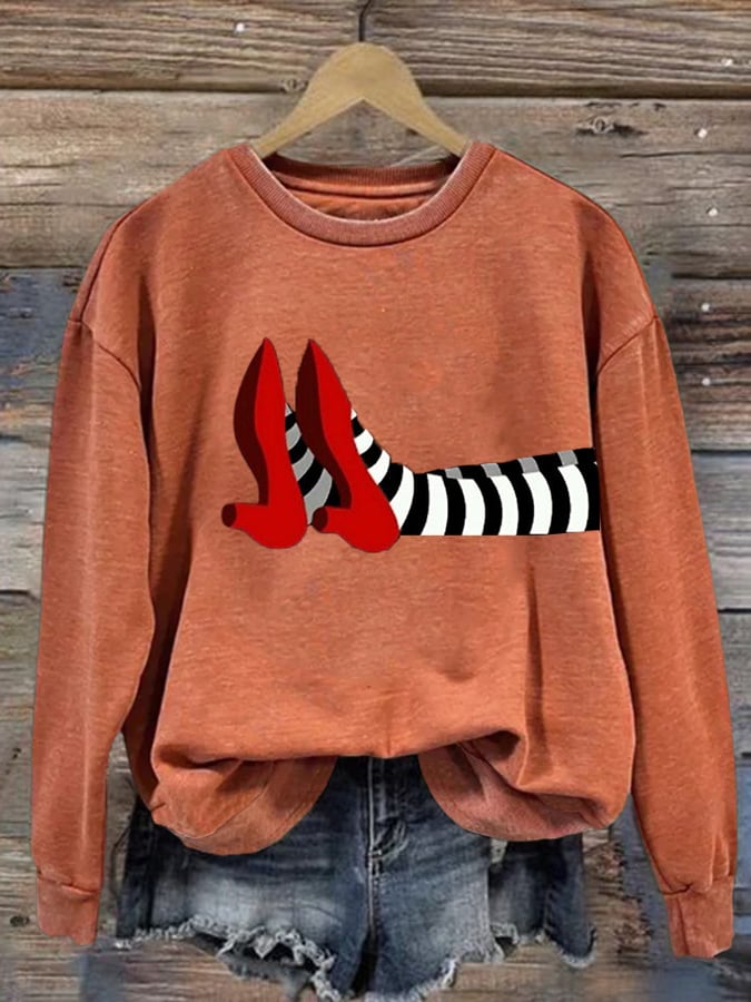 Women's Halloween Red Shoes  Print Sweatshirt