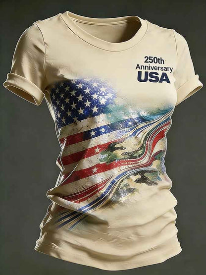 Women's 250th Anniversary Printed Casual Crew-Neck T-Shirt