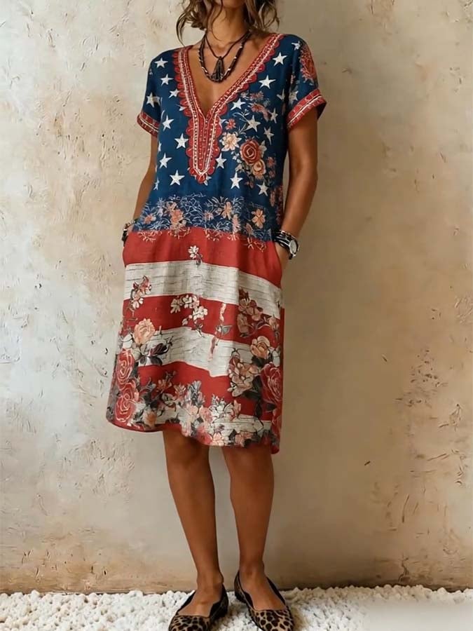 Women'S Casual Independence Day Printed Dress