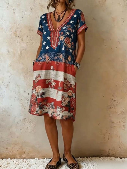 Women'S Casual Independence Day Printed Dress