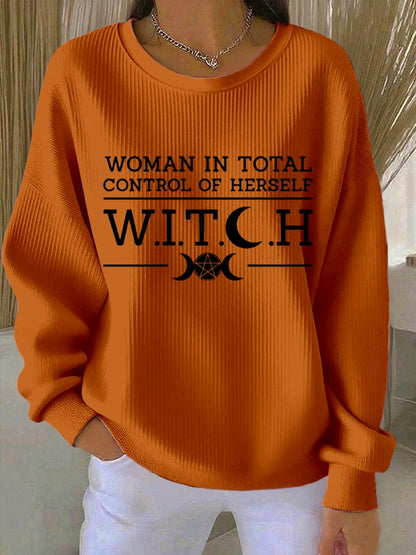 🔥HOT SALE🔥Women's Witch Women In Total Control Of Herself Print Round Neck Sweatshirt