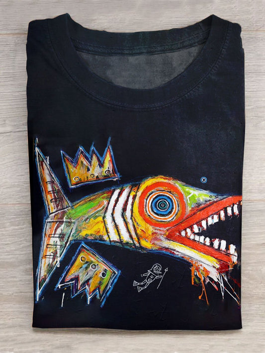 Abstract Art Fish Print T-shirt