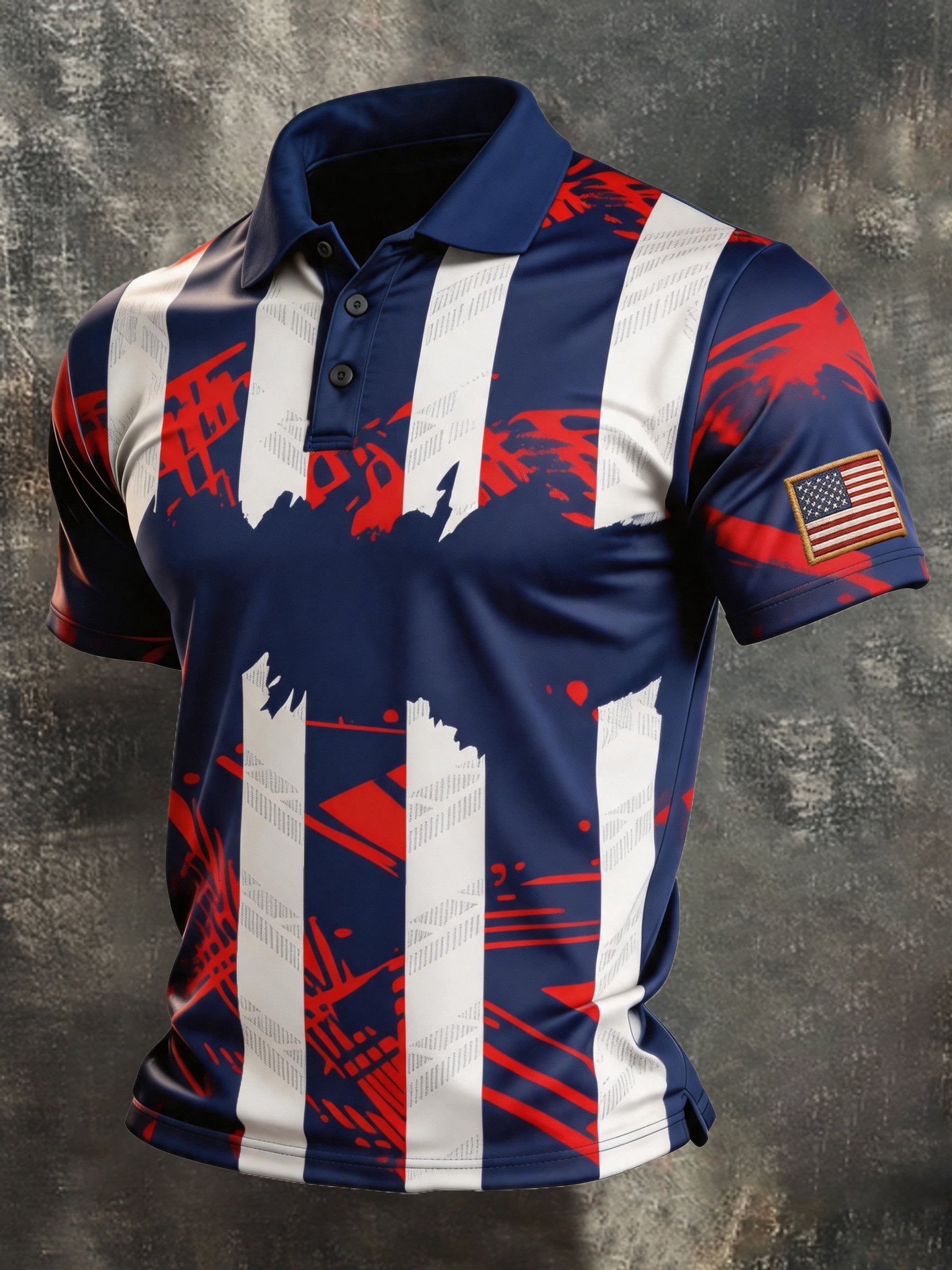 Men's Retro "Patriot" Color-Block Short-Sleeve Polo Shirt