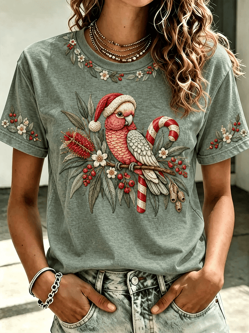 Women's Australian Christmas Print Short-Sleeve T-Shirt