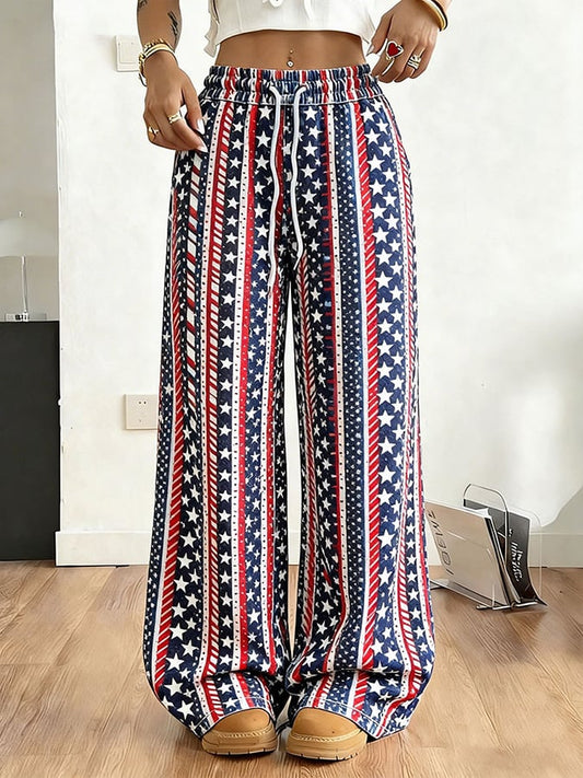 Women's Retro America 250th Anniversary Print Casual Pants