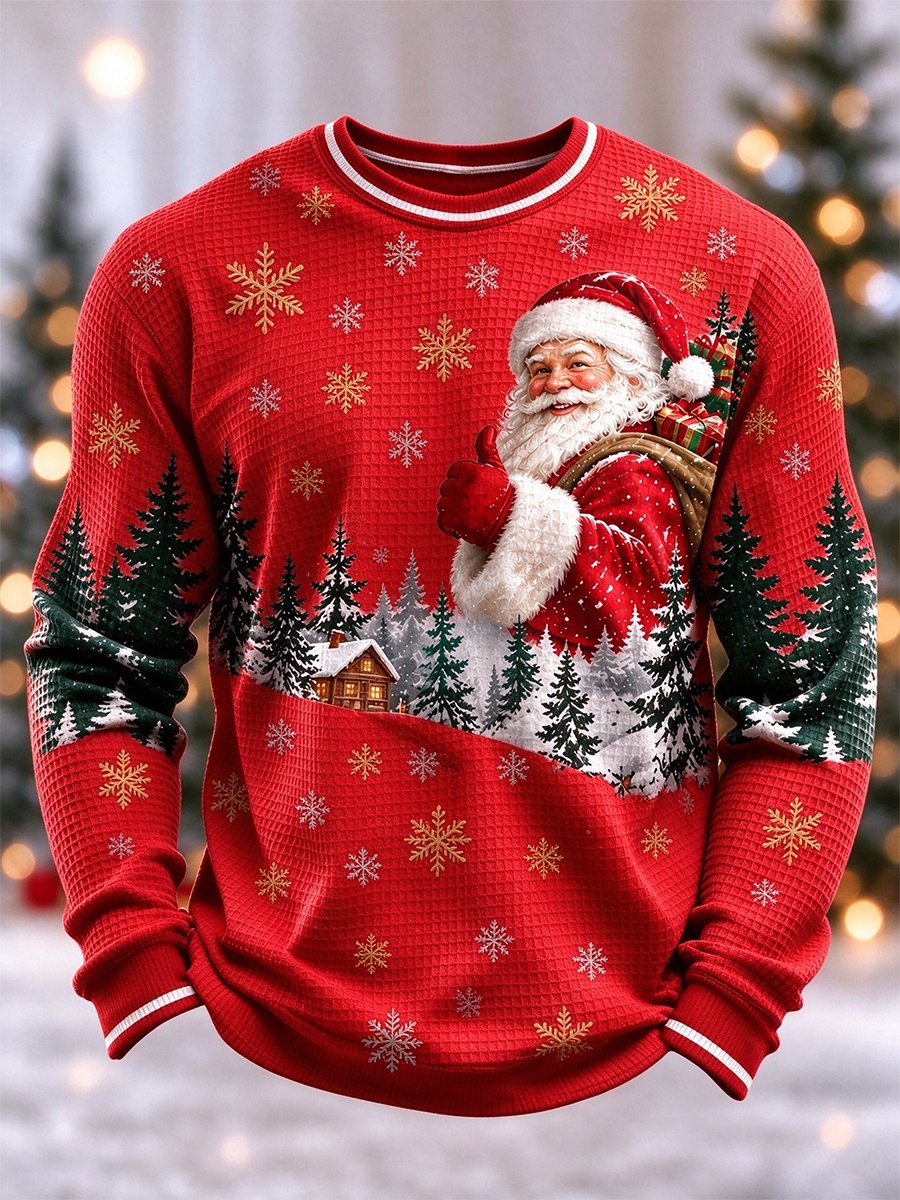 Men's Christmas Waffle Long Sleeve T-Shirt